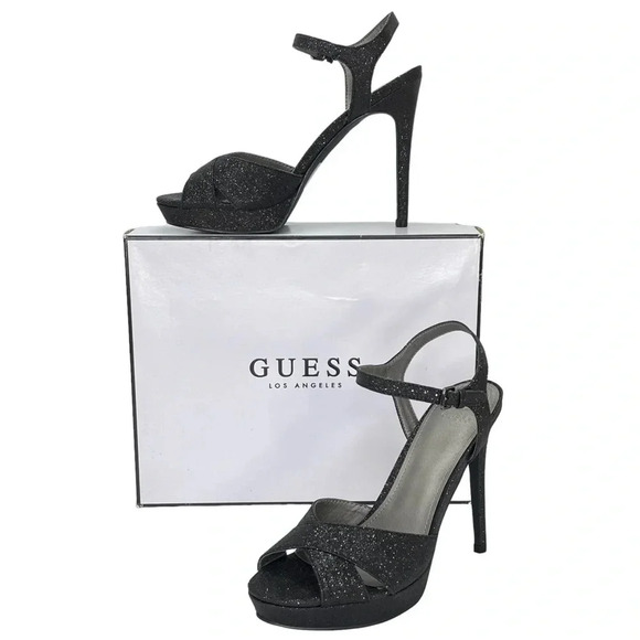 Guess Jordie Black Glitter Metallic Womens Heels Size 7.5M - Picture 11 of 11